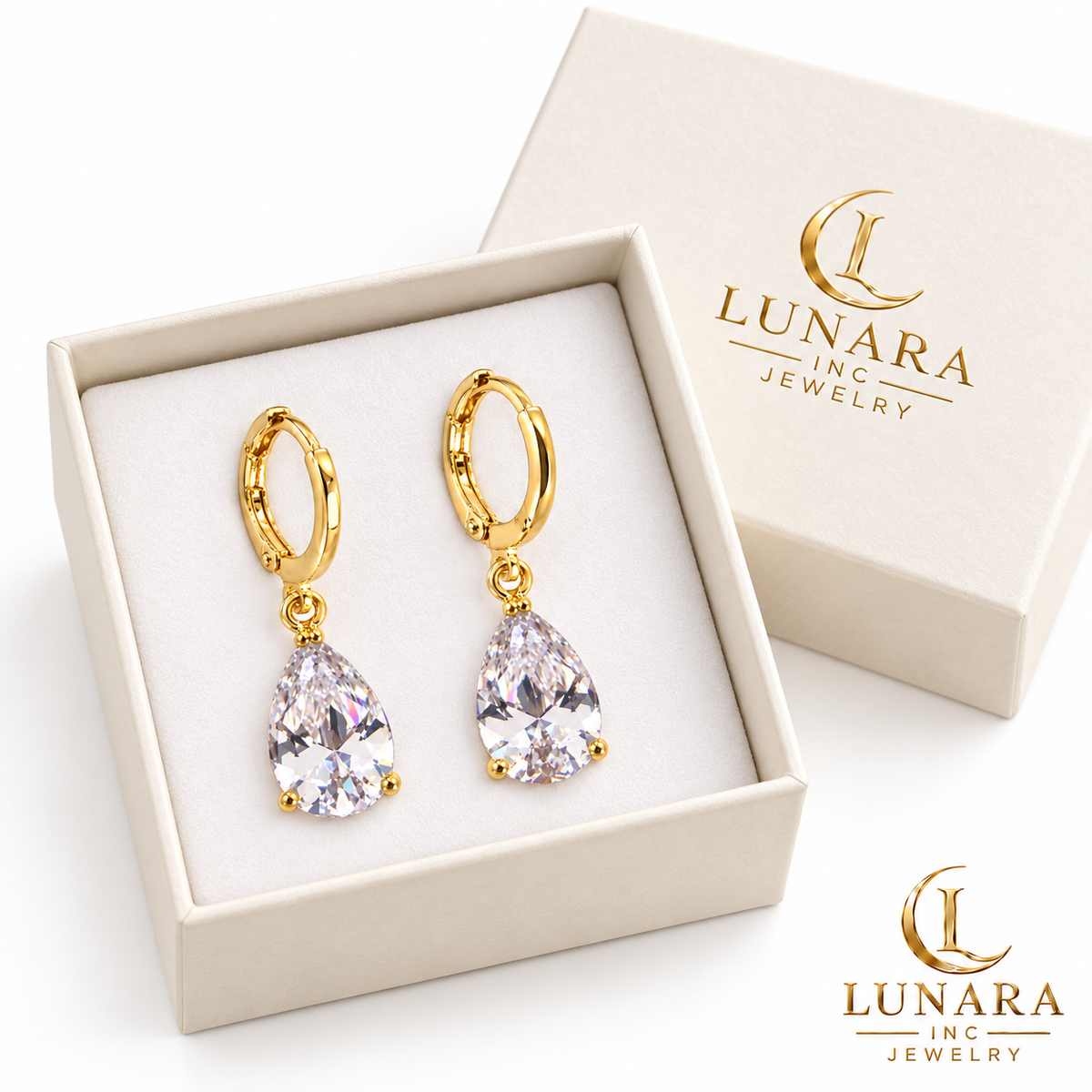 Crystal Teardrop Huggie Earrings