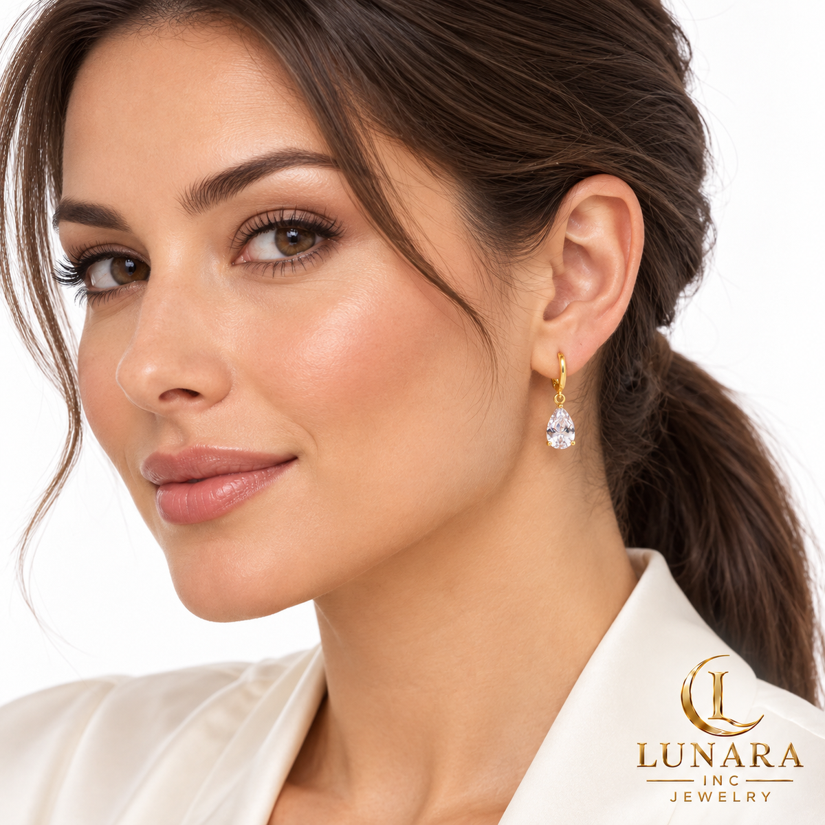 Crystal Teardrop Huggie Earrings