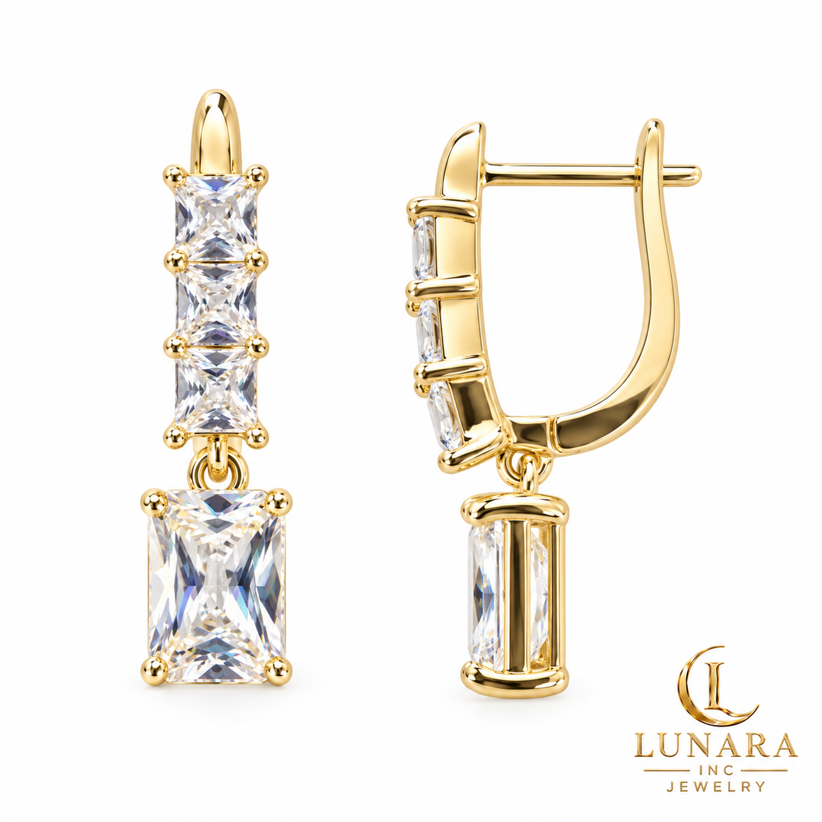 Radiant Rectangle Crystal Drop Earrings