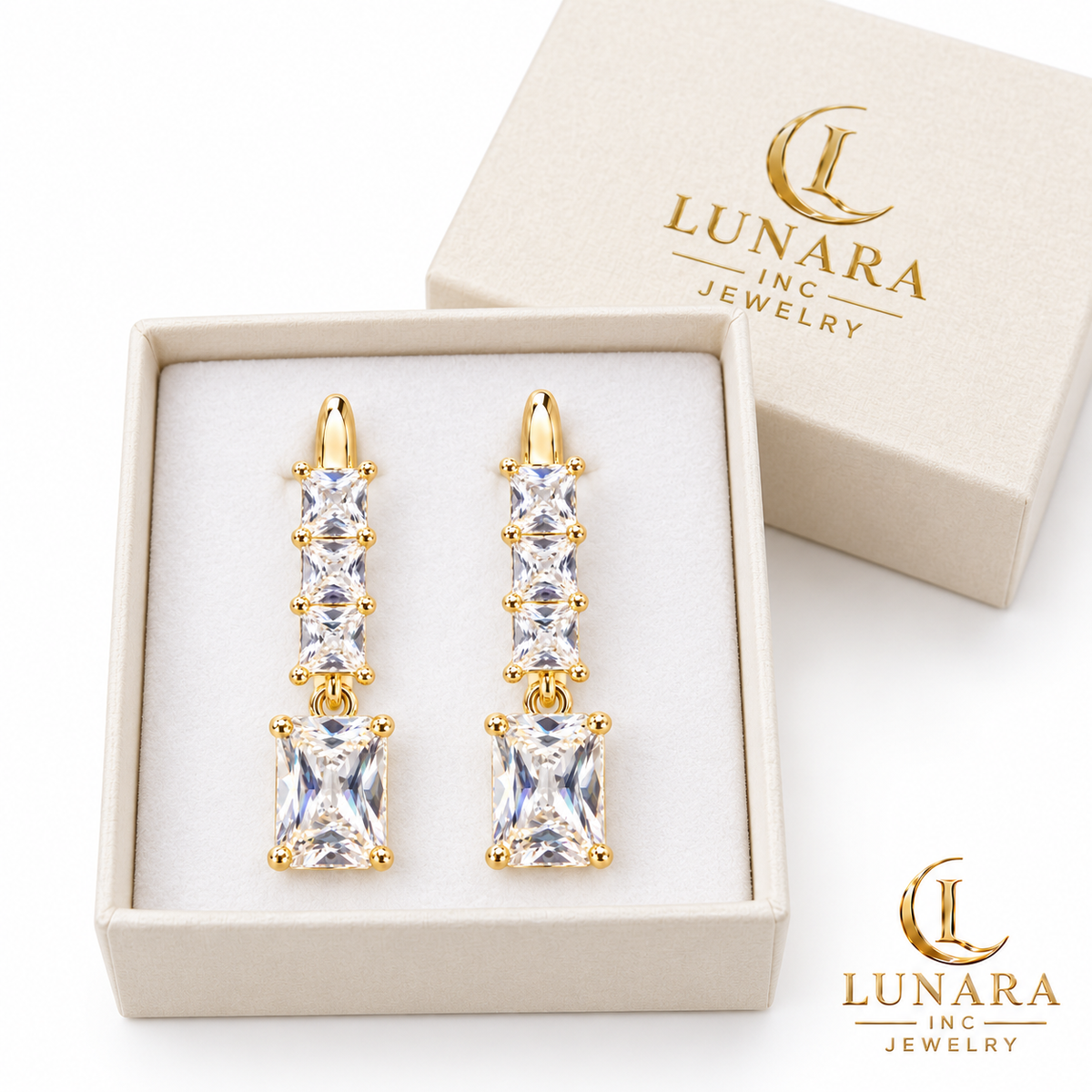 Radiant Rectangle Crystal Drop Earrings