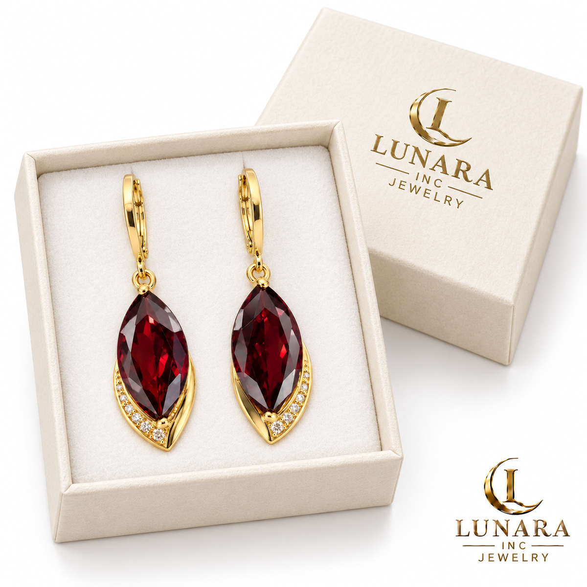 Burgundy Marquise Crystal Drop Earrings