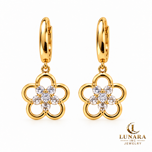 Sparkling Blossom Huggie Earrings