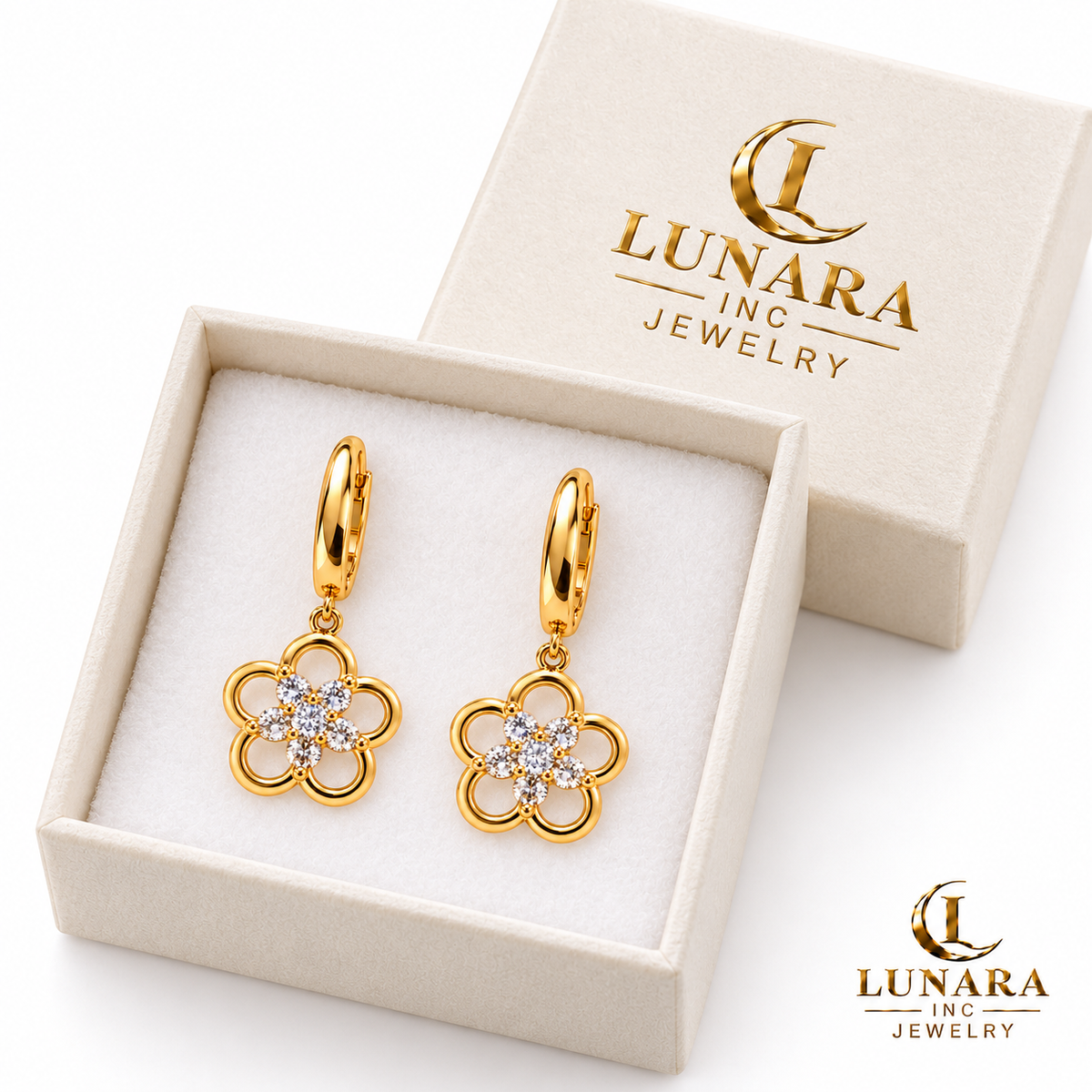 Sparkling Blossom Huggie Earrings