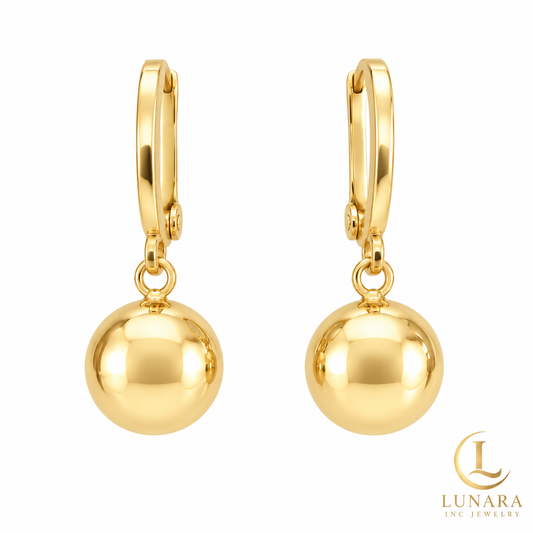 Golden Sphere Drop Earrings