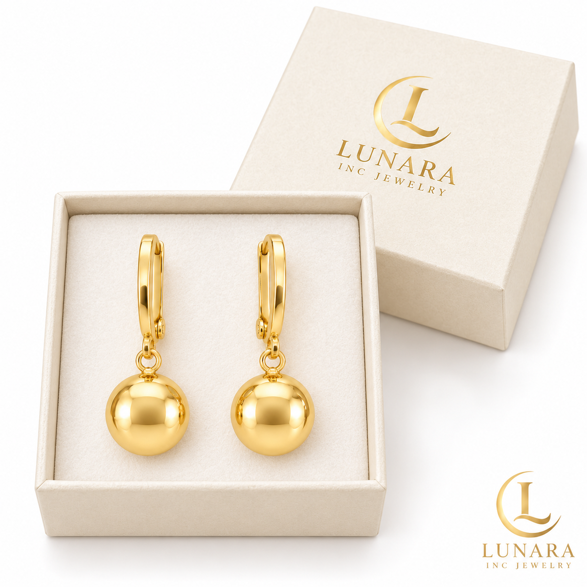 Golden Sphere Drop Earrings