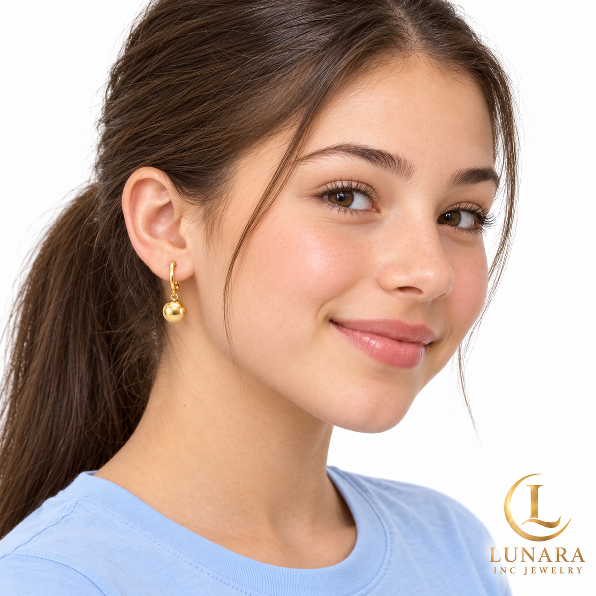 Golden Sphere Drop Earrings