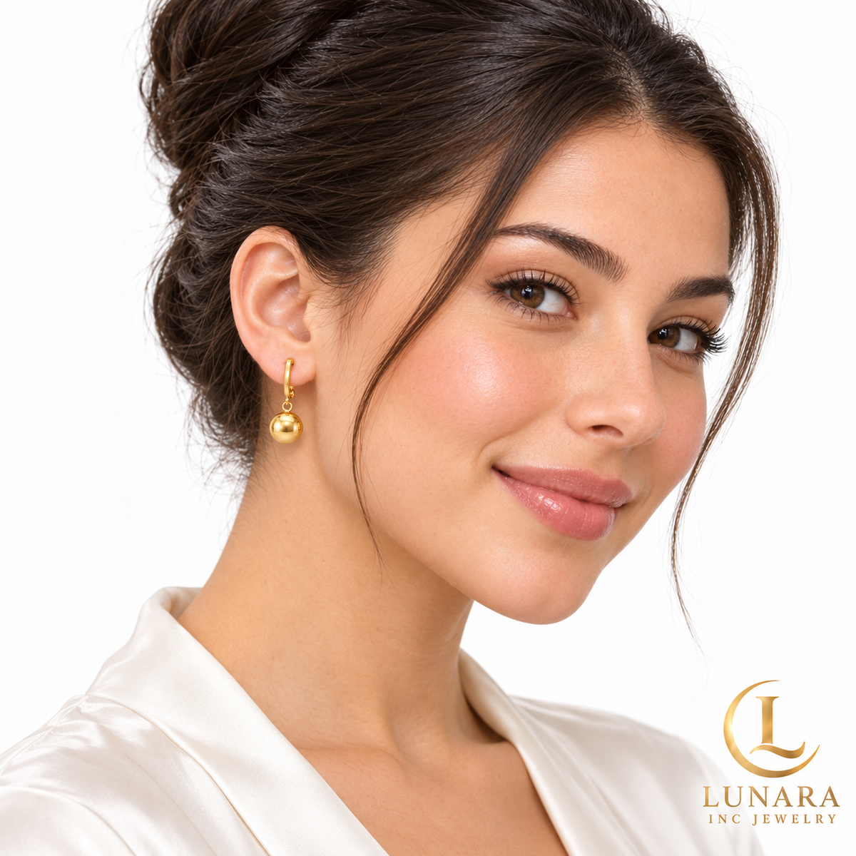Golden Sphere Drop Earrings
