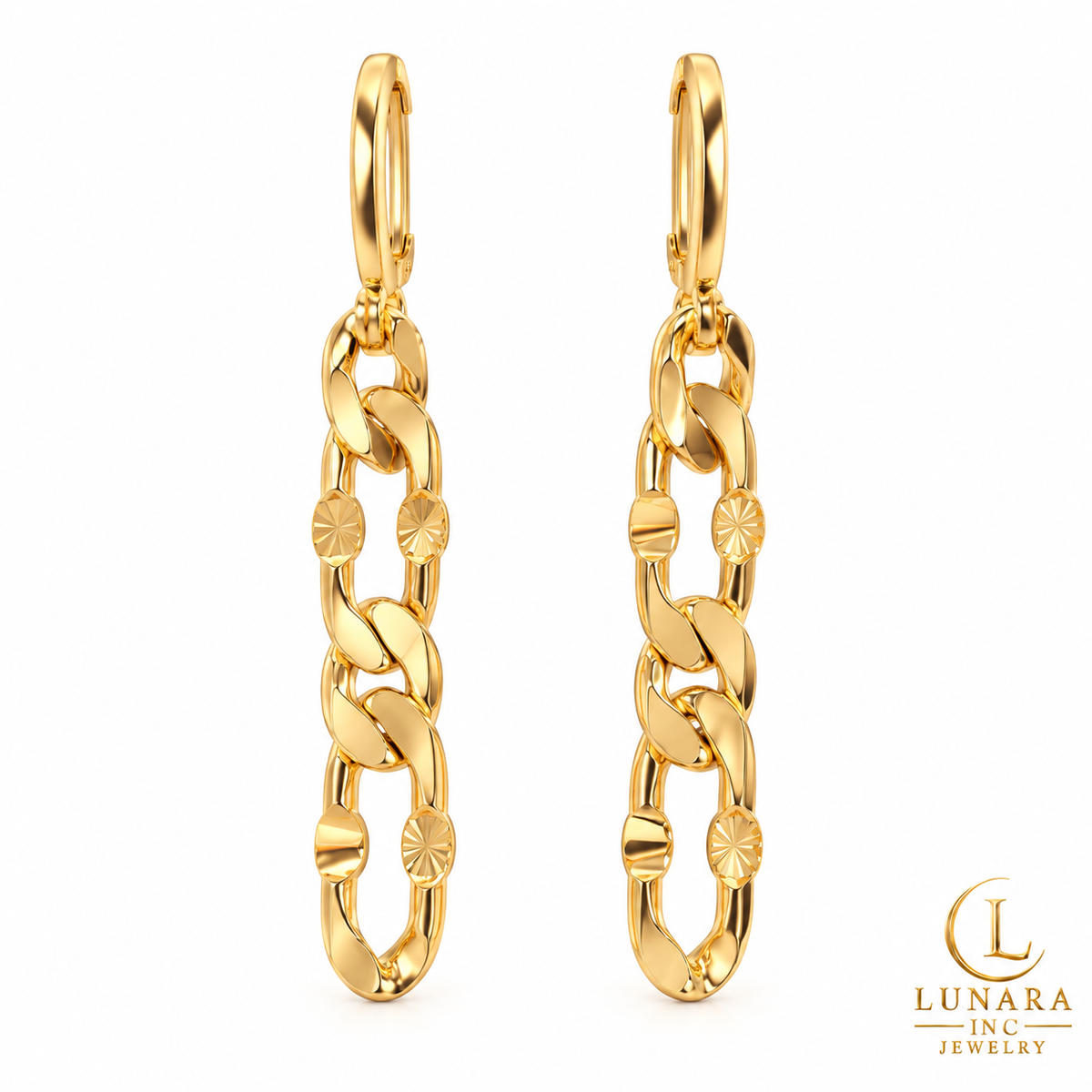 Golden Radiance Chain Drop Earrings