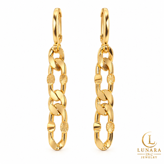 Golden Radiance Chain Drop Earrings