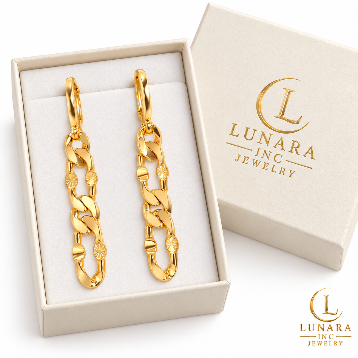Golden Radiance Chain Drop Earrings