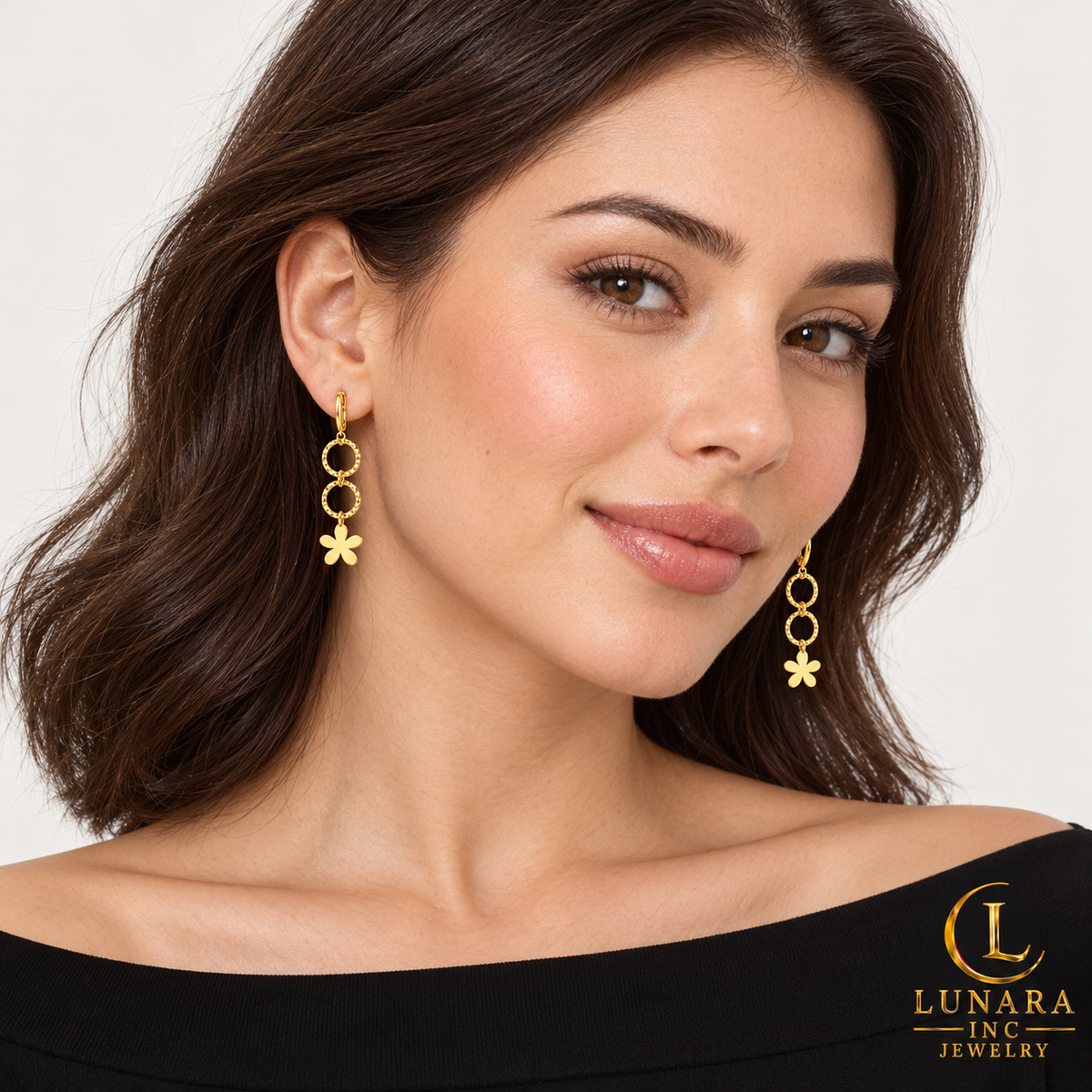 Golden Bloom Double-Ring Earrings — Long & Short Styles