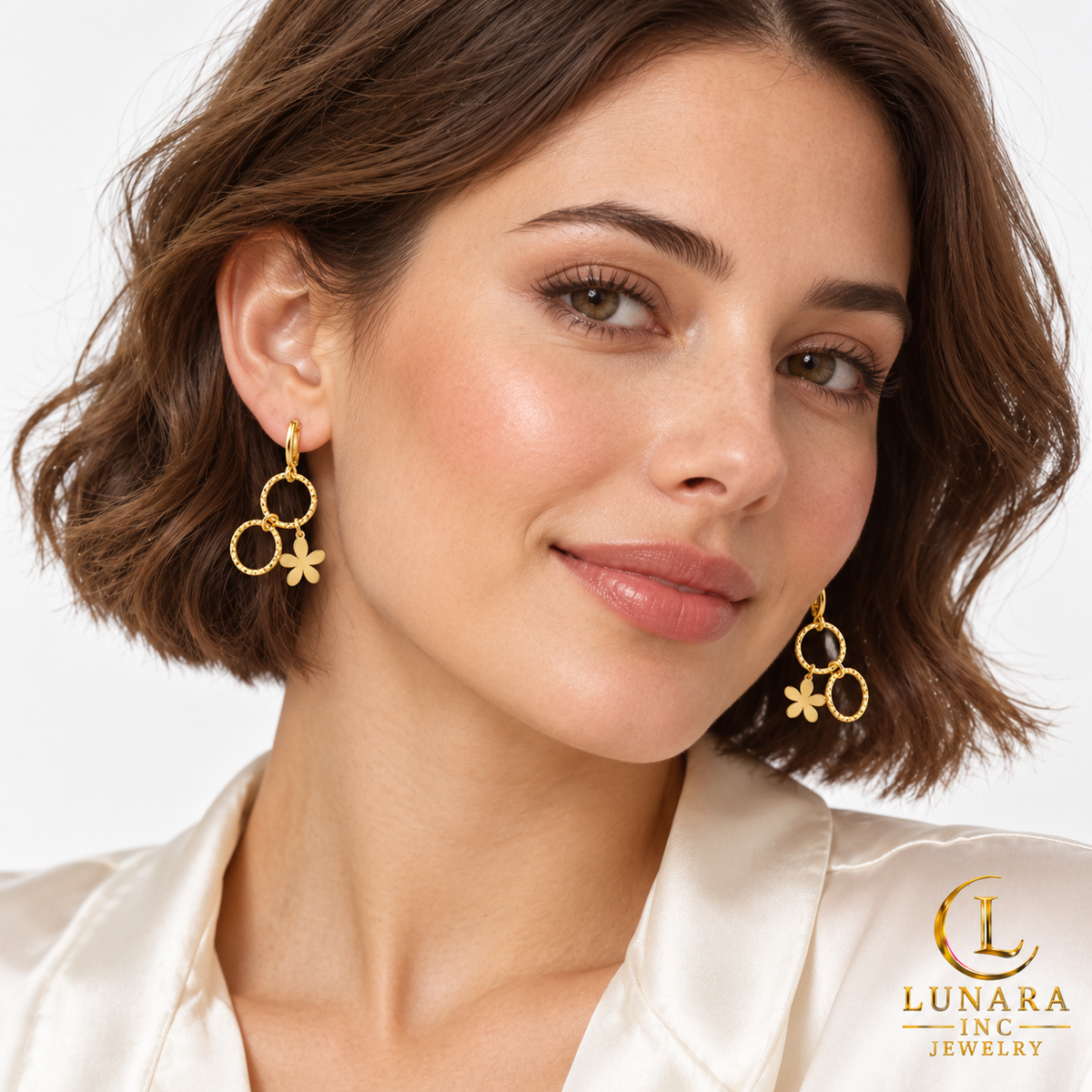 Golden Bloom Double-Ring Earrings — Long & Short Styles