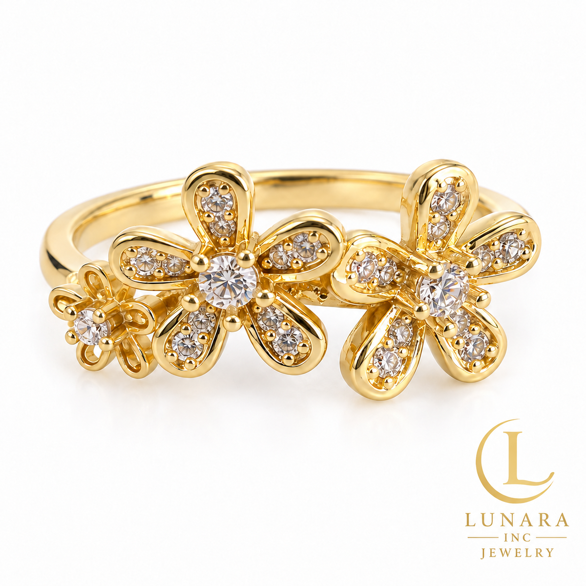 Blooming Grace Triple Flower Ring