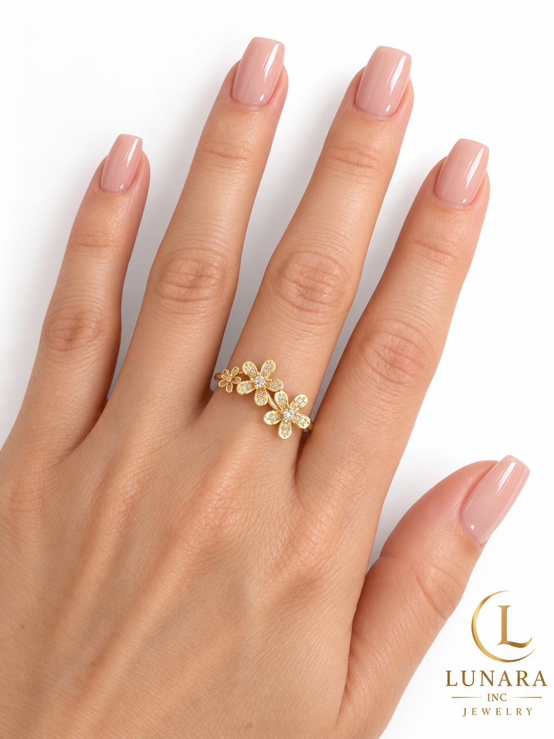 Blooming Grace Triple Flower Ring