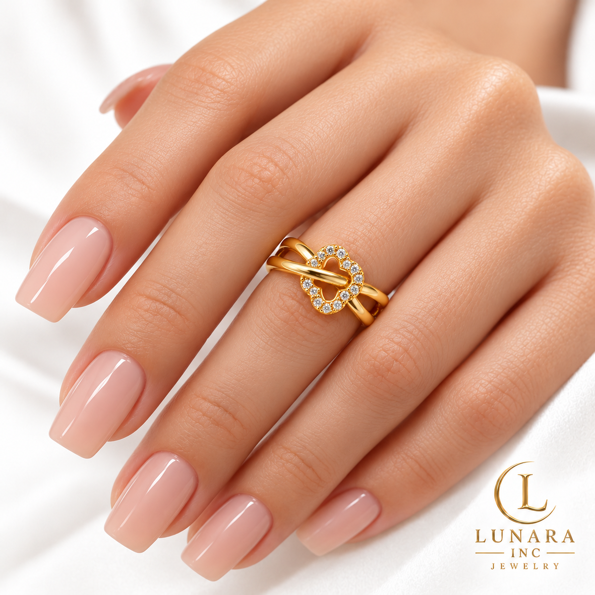 Golden Blossom Crossover Ring