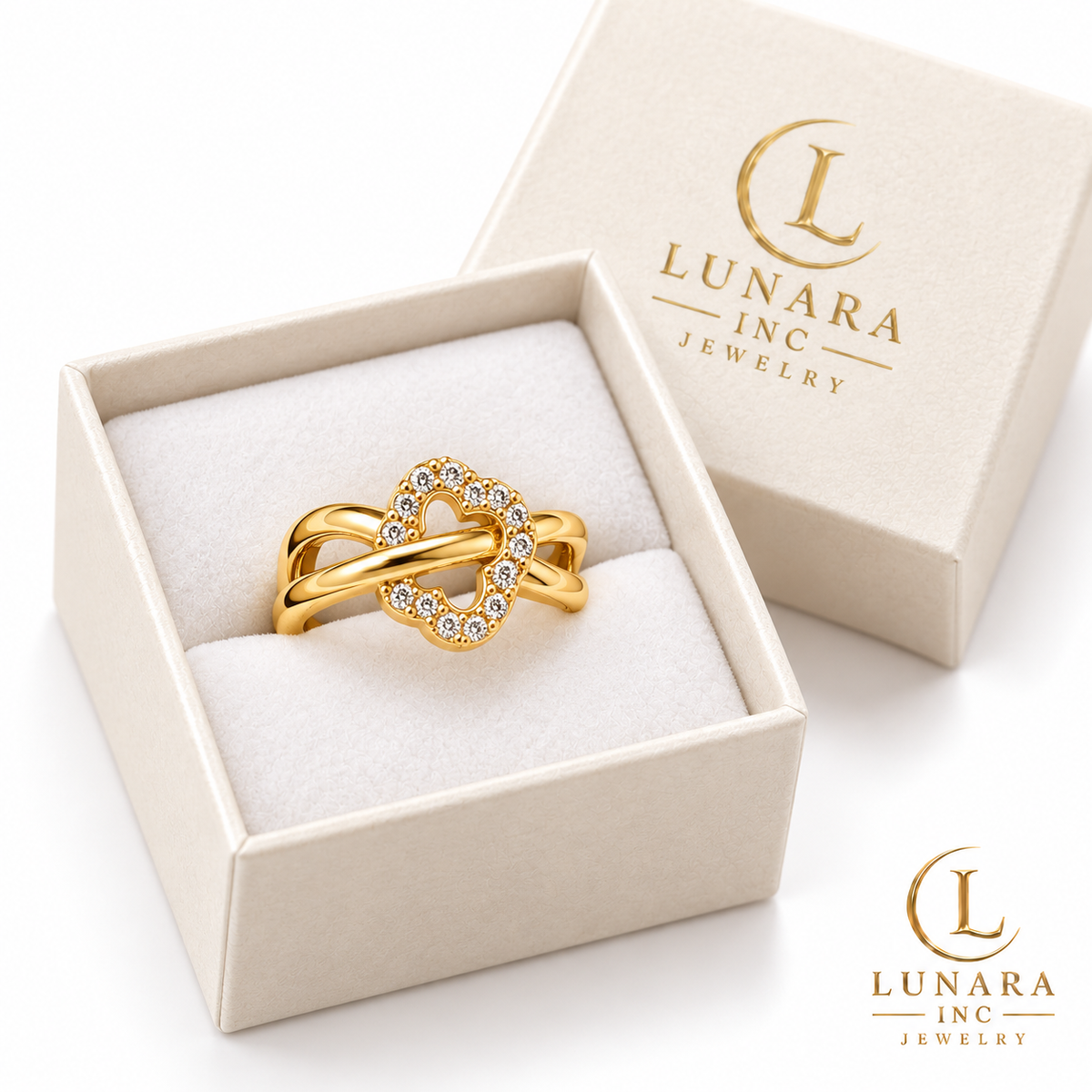 Golden Blossom Crossover Ring