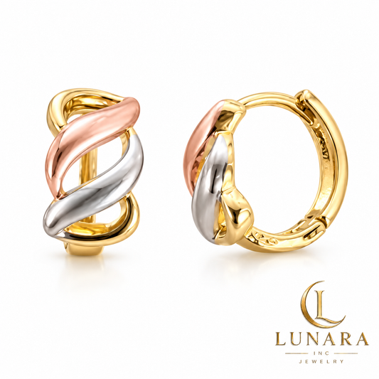 Tri-Color Ribbon Huggie Hoop Earrings