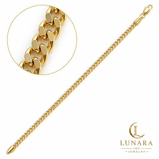 Lunara Classic Flat Cuban Link Bracelet — 6” Unisex