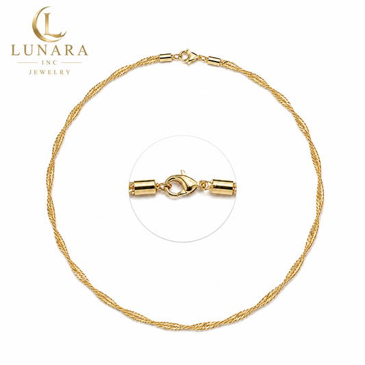 Gold Twisted Rope Chain Choker Necklace – Minimalist Diamond-Cut Necklace