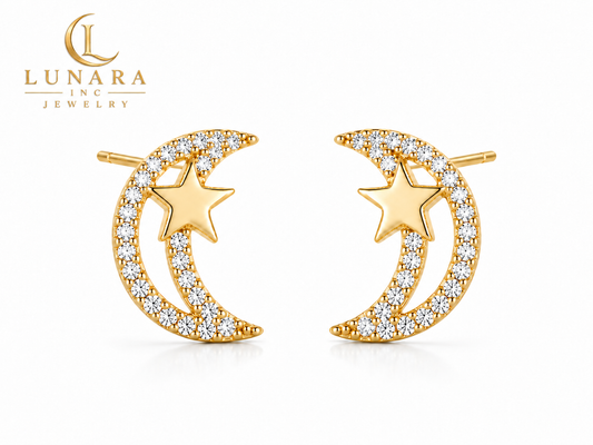 Celestial Star & Moon Stud Earrings