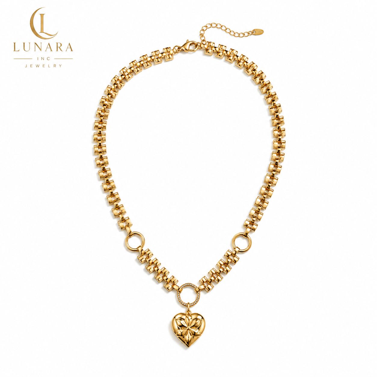 Lunara Golden Heart Statement Necklace
