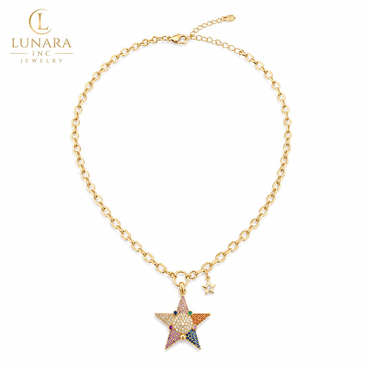 Lunara Rainbow Star Necklace