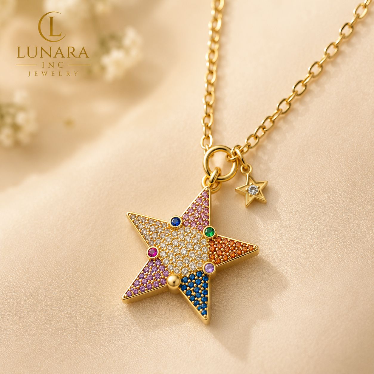 Lunara Rainbow Star Necklace