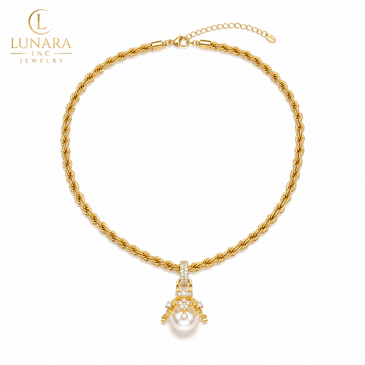 Lunara Pearl Rope Chain Necklace