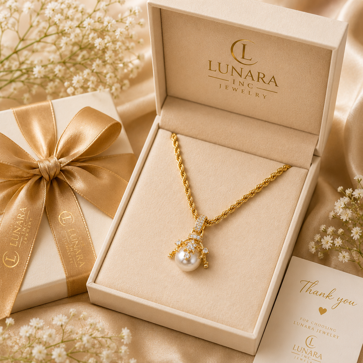 Lunara Pearl Rope Chain Necklace