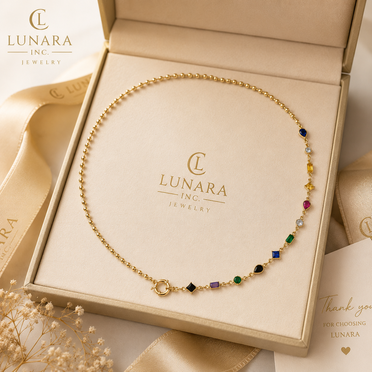 Lunara Multicolor Gem Necklace