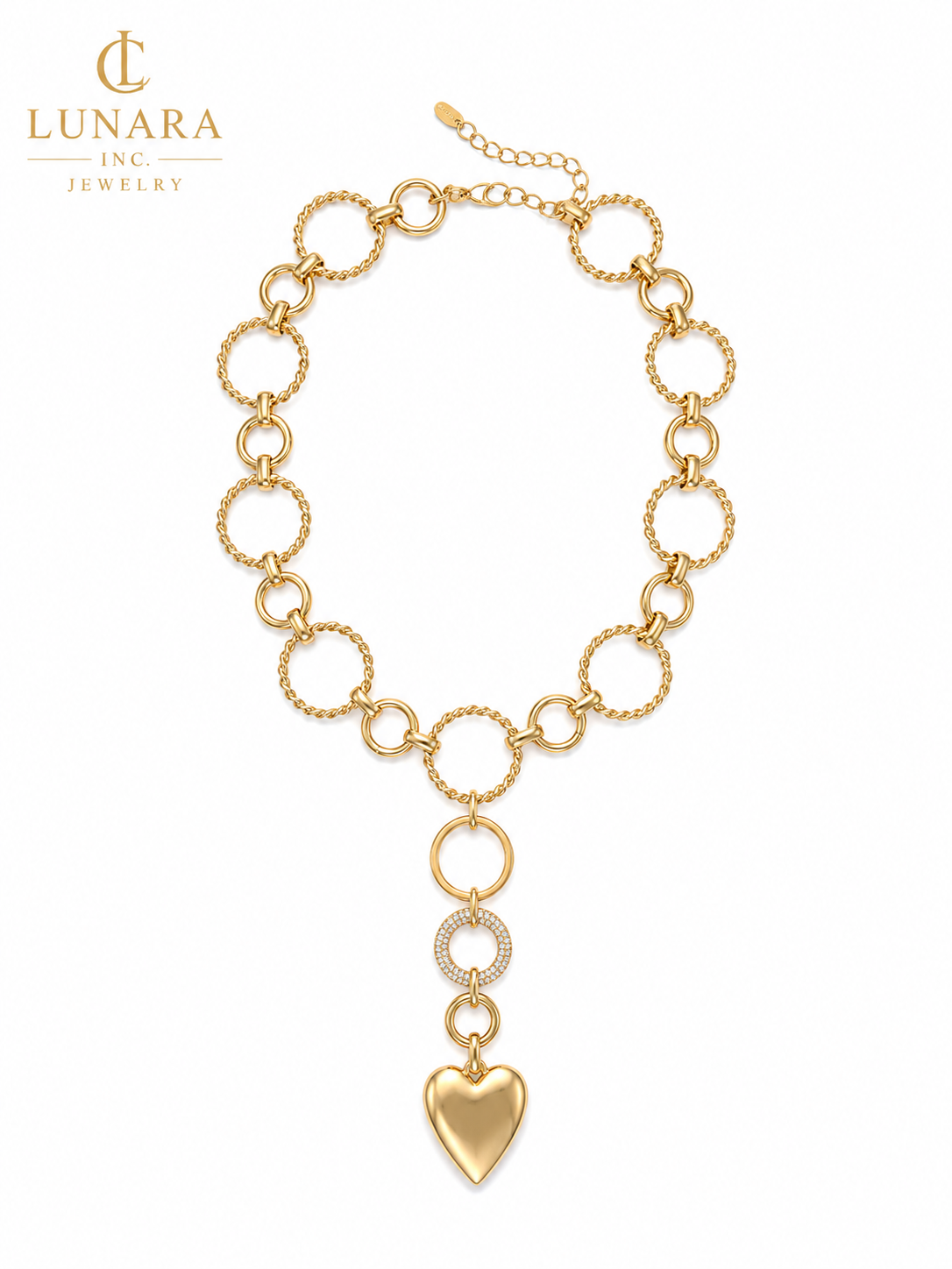 Lunara Golden Heart Statement Necklace