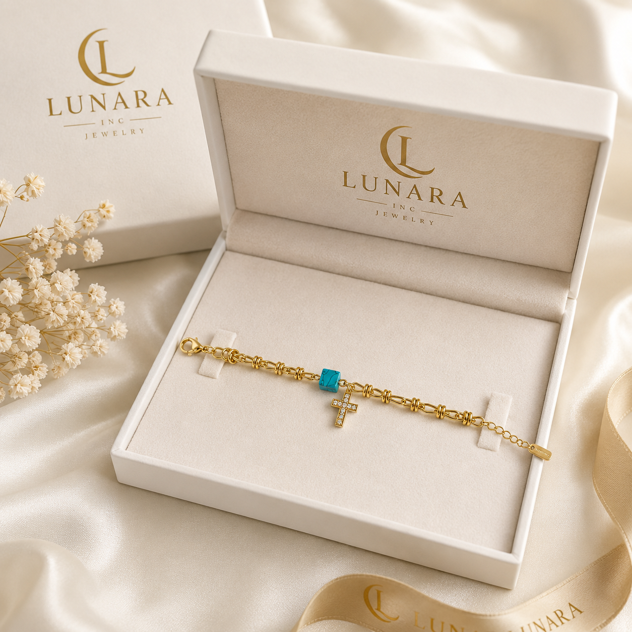 Turquoise Cross Charm Bracelet