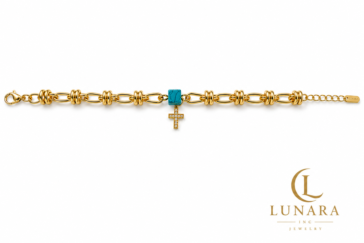 Turquoise Cross Charm Bracelet