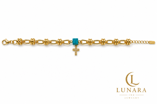 Turquoise Cross Charm Bracelet