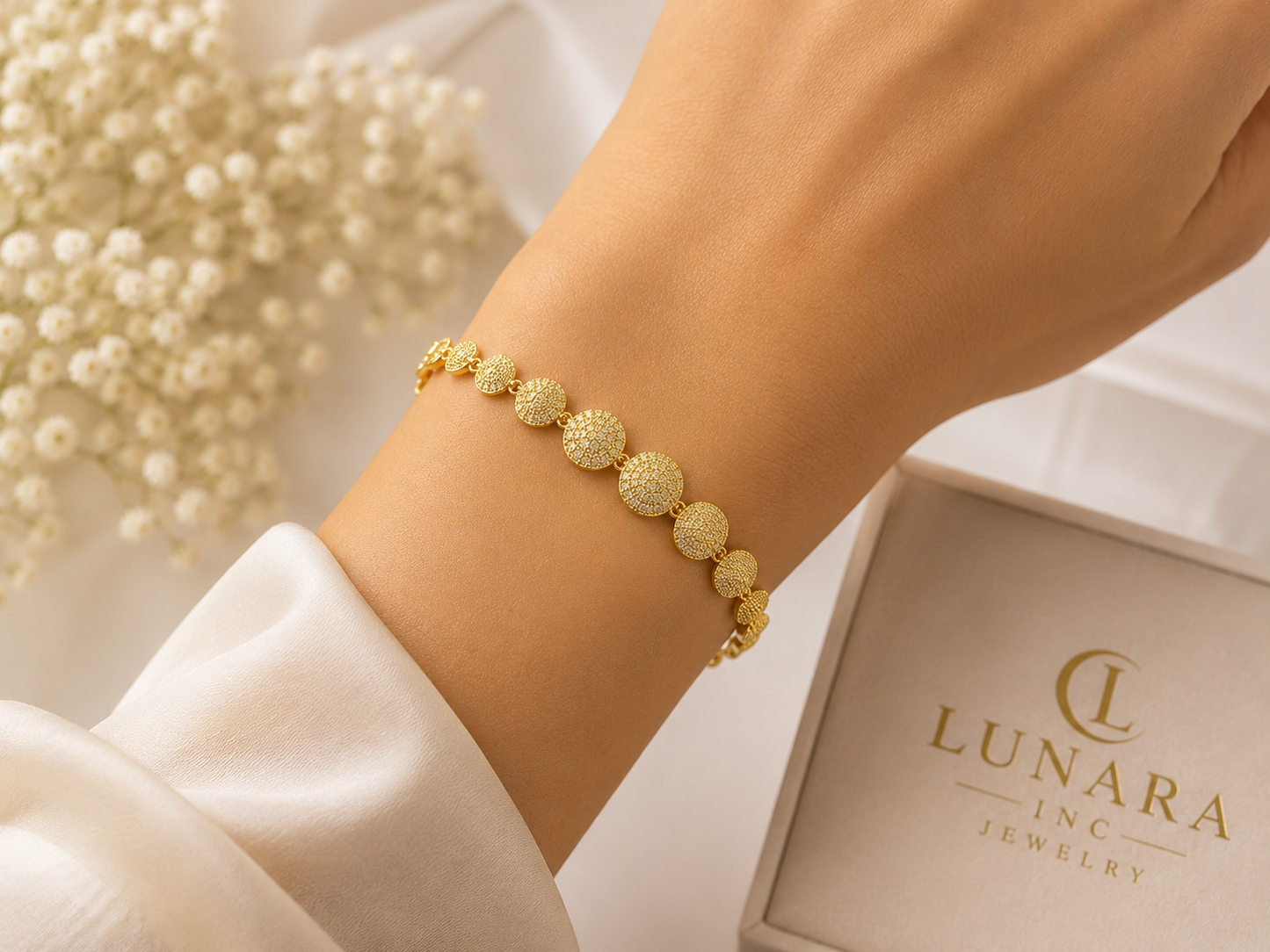 Golden Radiance Disc Bracelet