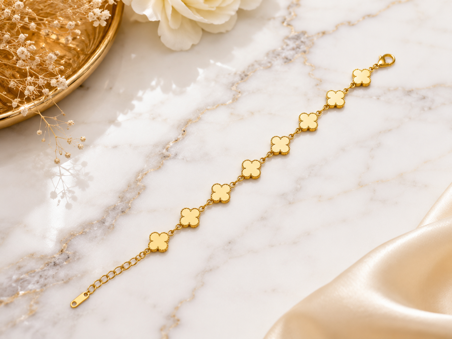 Golden Clover Chain Bracelet