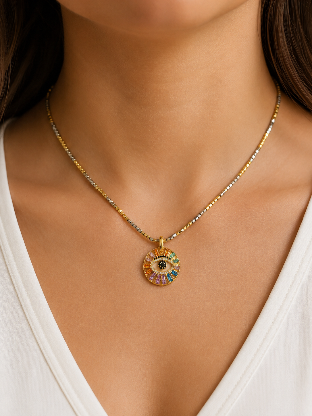 Lunara Rainbow Evil Eye Necklace