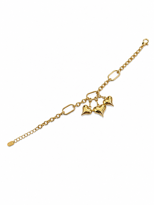 ✨ Lunara Triple Heart Charm Bracelet