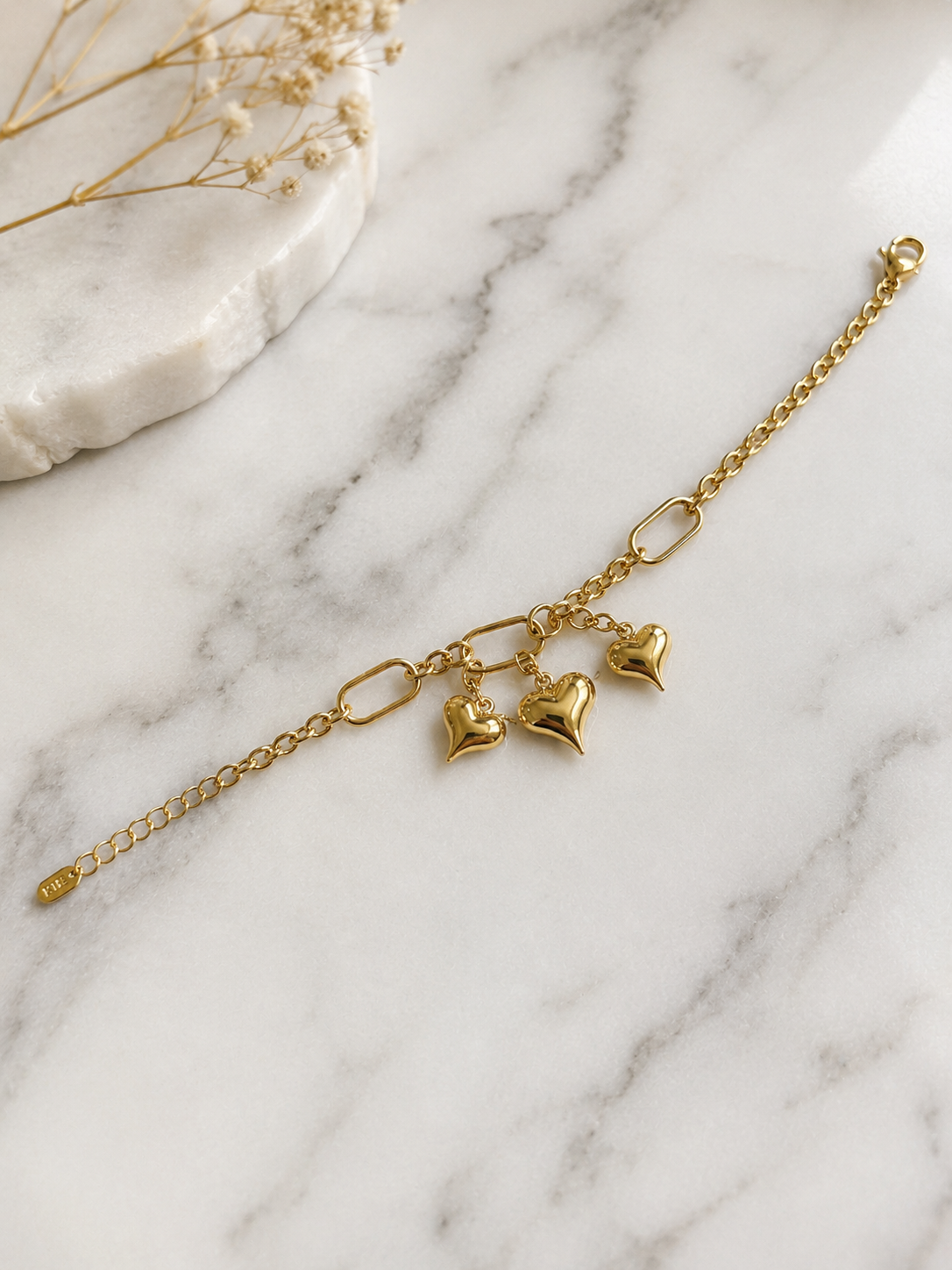 ✨ Lunara Triple Heart Charm Bracelet