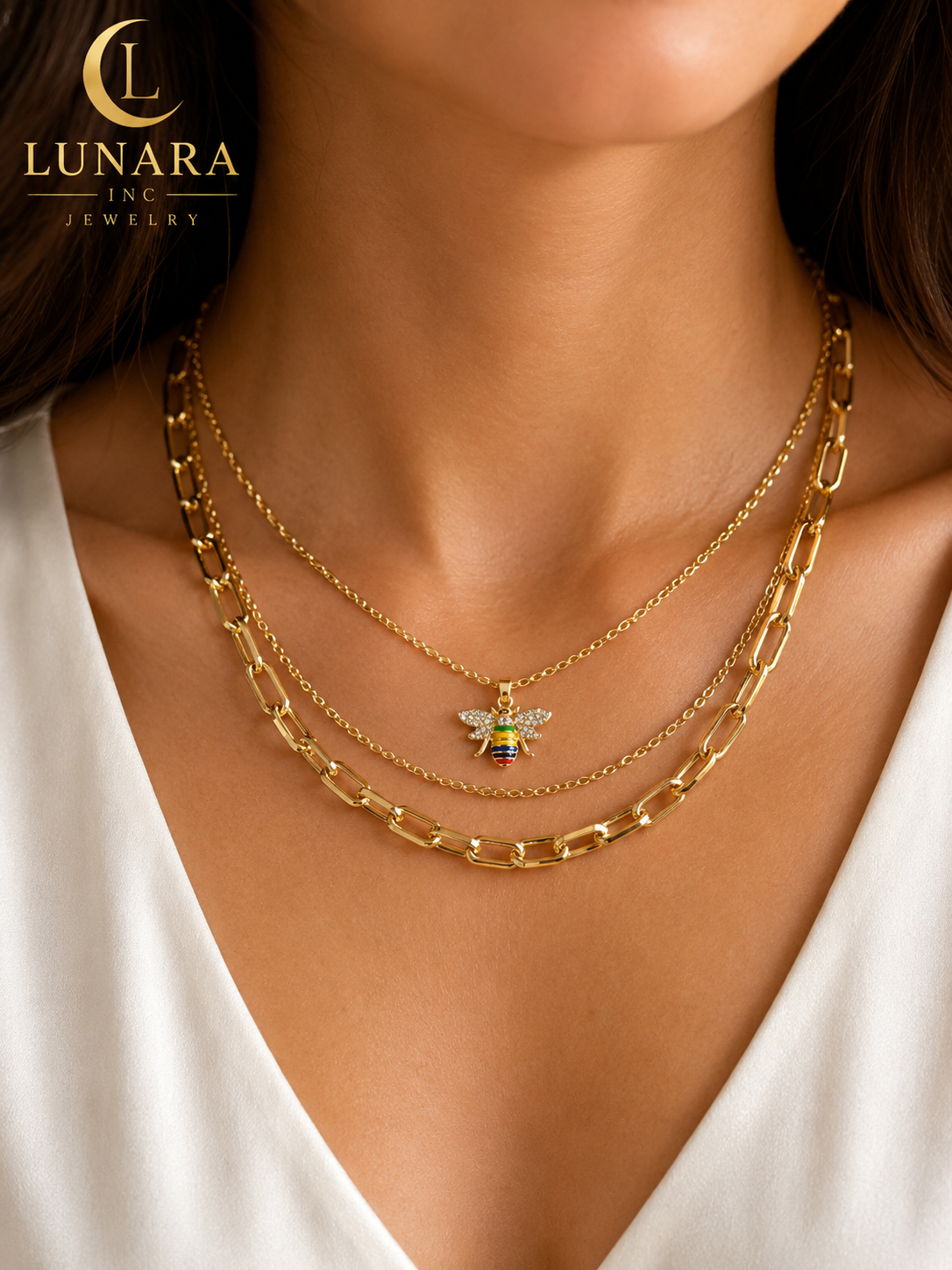 🐝 Bee Charm Multi-Layer Necklace