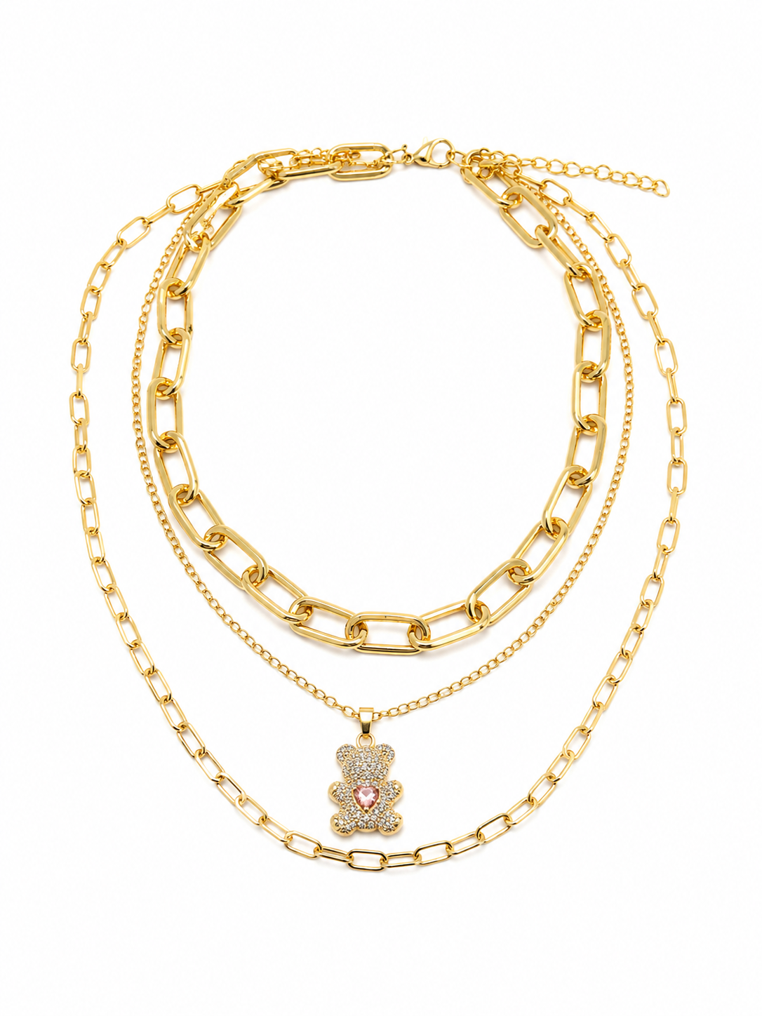 🧸 Sparkling Teddy Layered Necklace