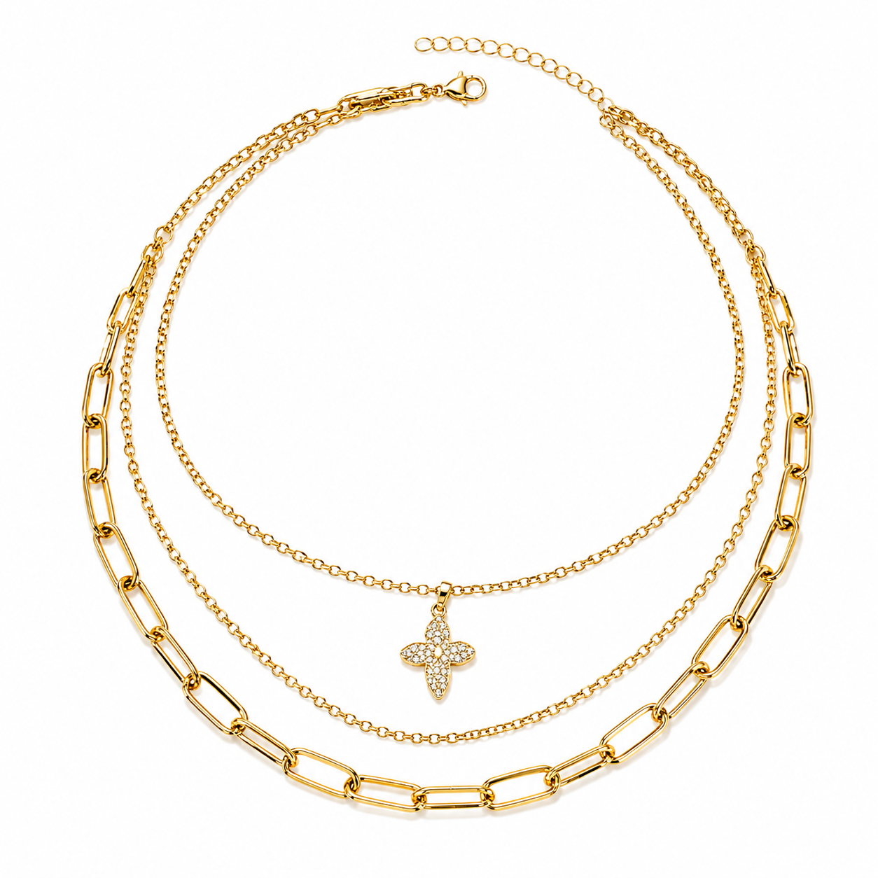 ✨ Lunara Clover Layered Necklace
