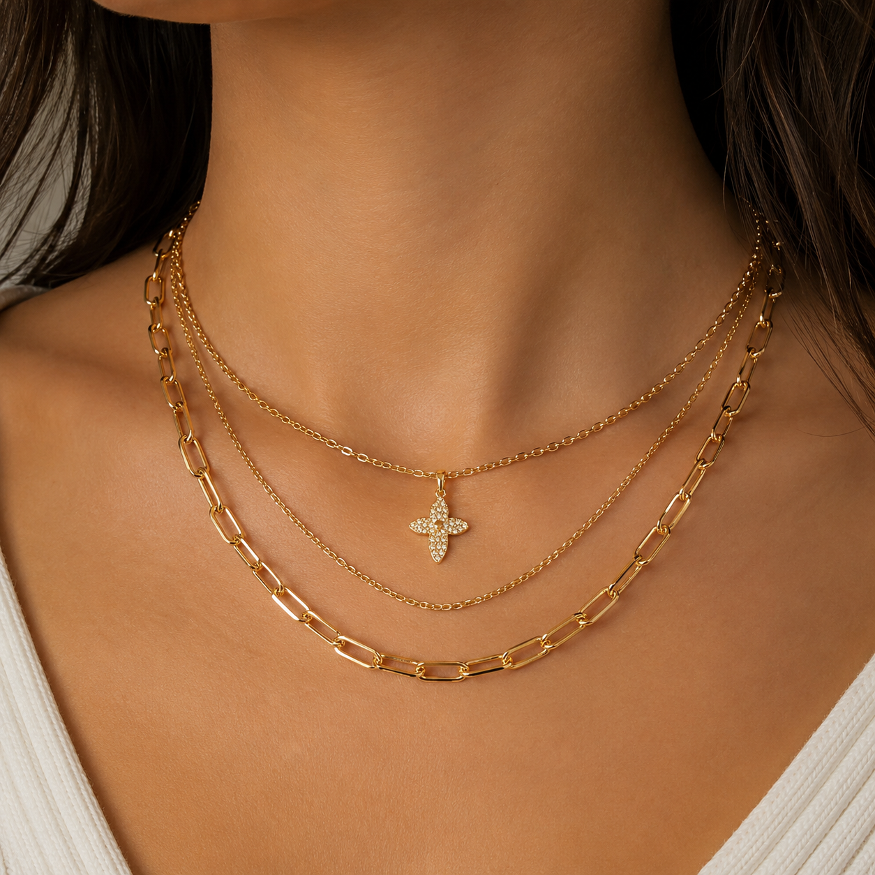 ✨ Lunara Clover Layered Necklace