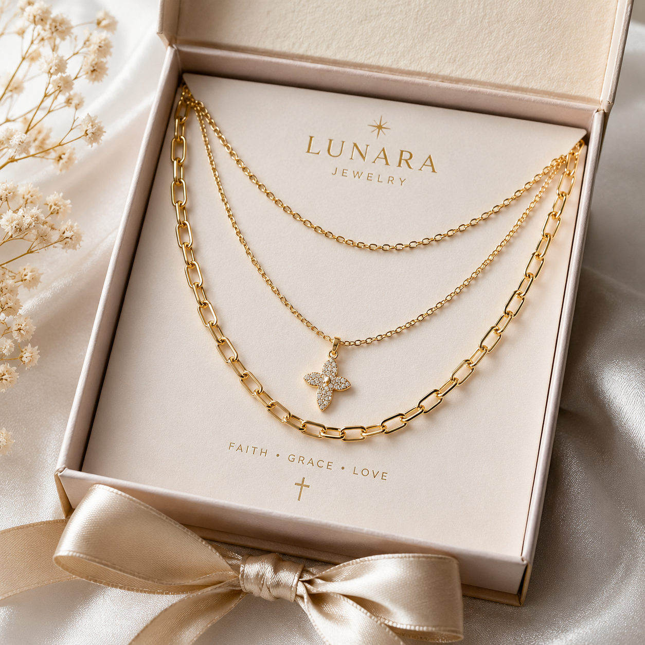 ✨ Lunara Clover Layered Necklace