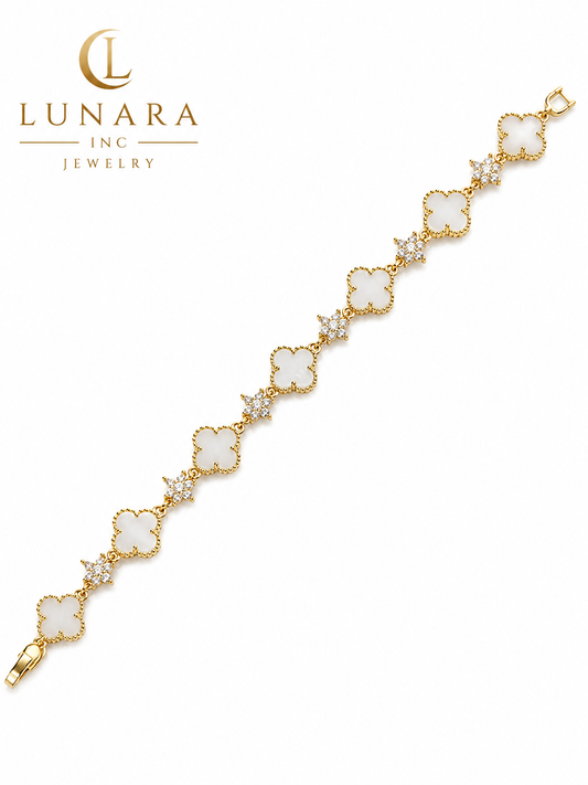 Lunara White Clover & Star Bracelet