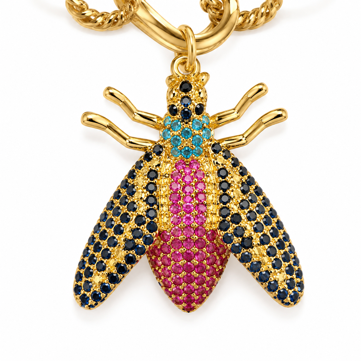 Golden Bee Charm Statement Necklace