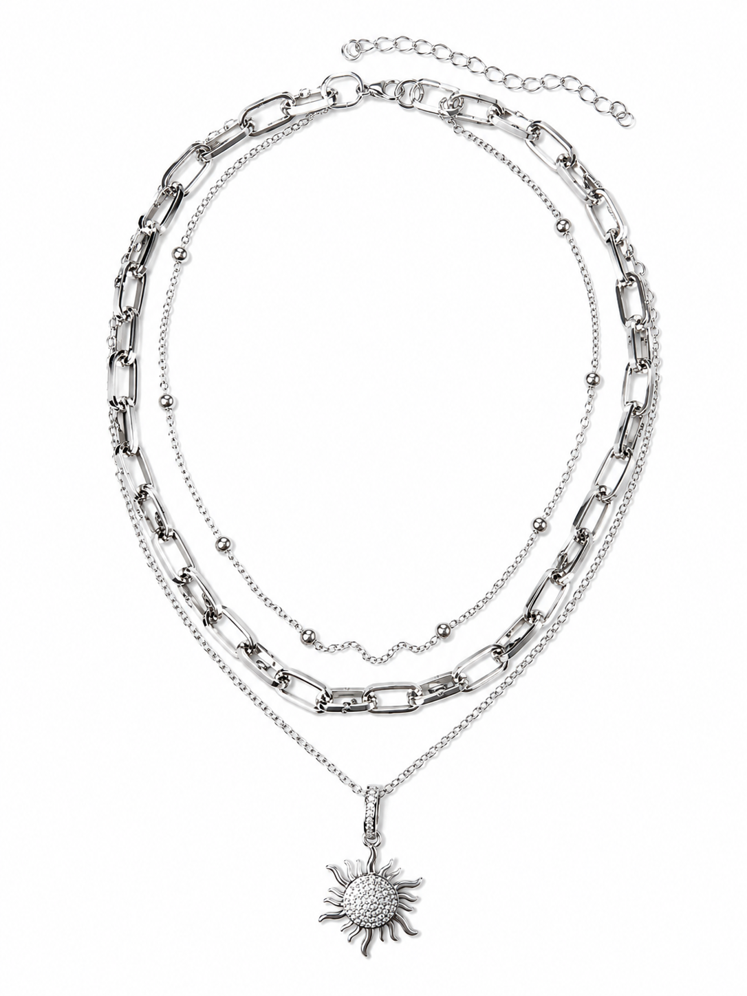 Triple Layer Sun Pendant Necklace
