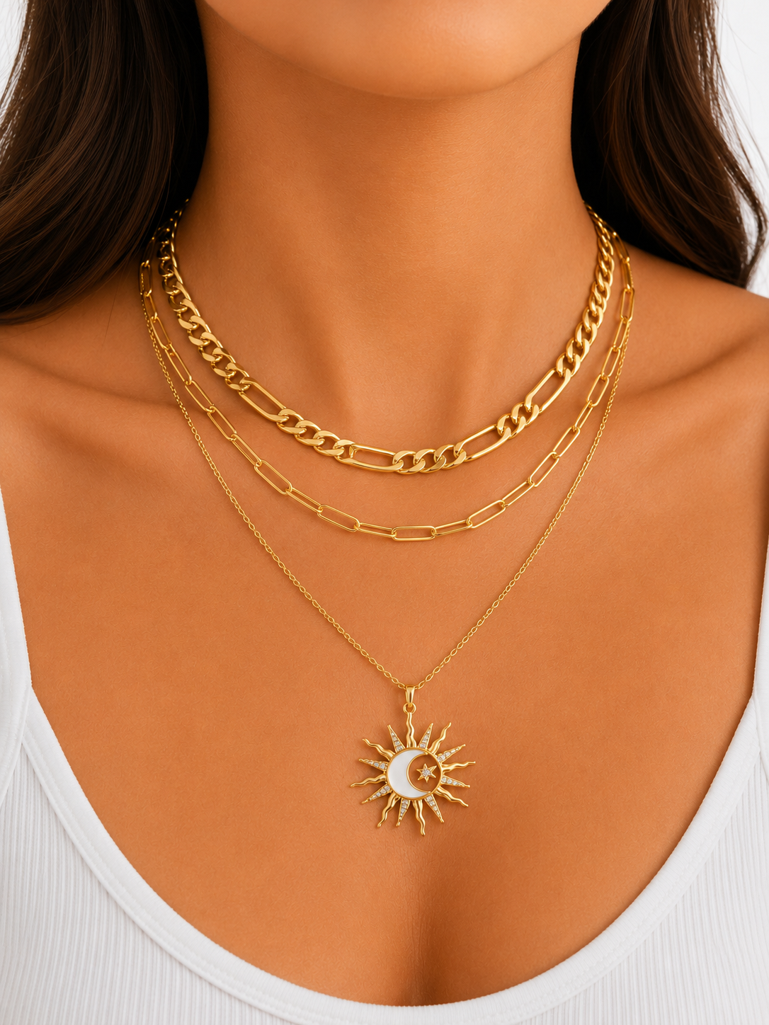Celestial Sun Layered Necklace
