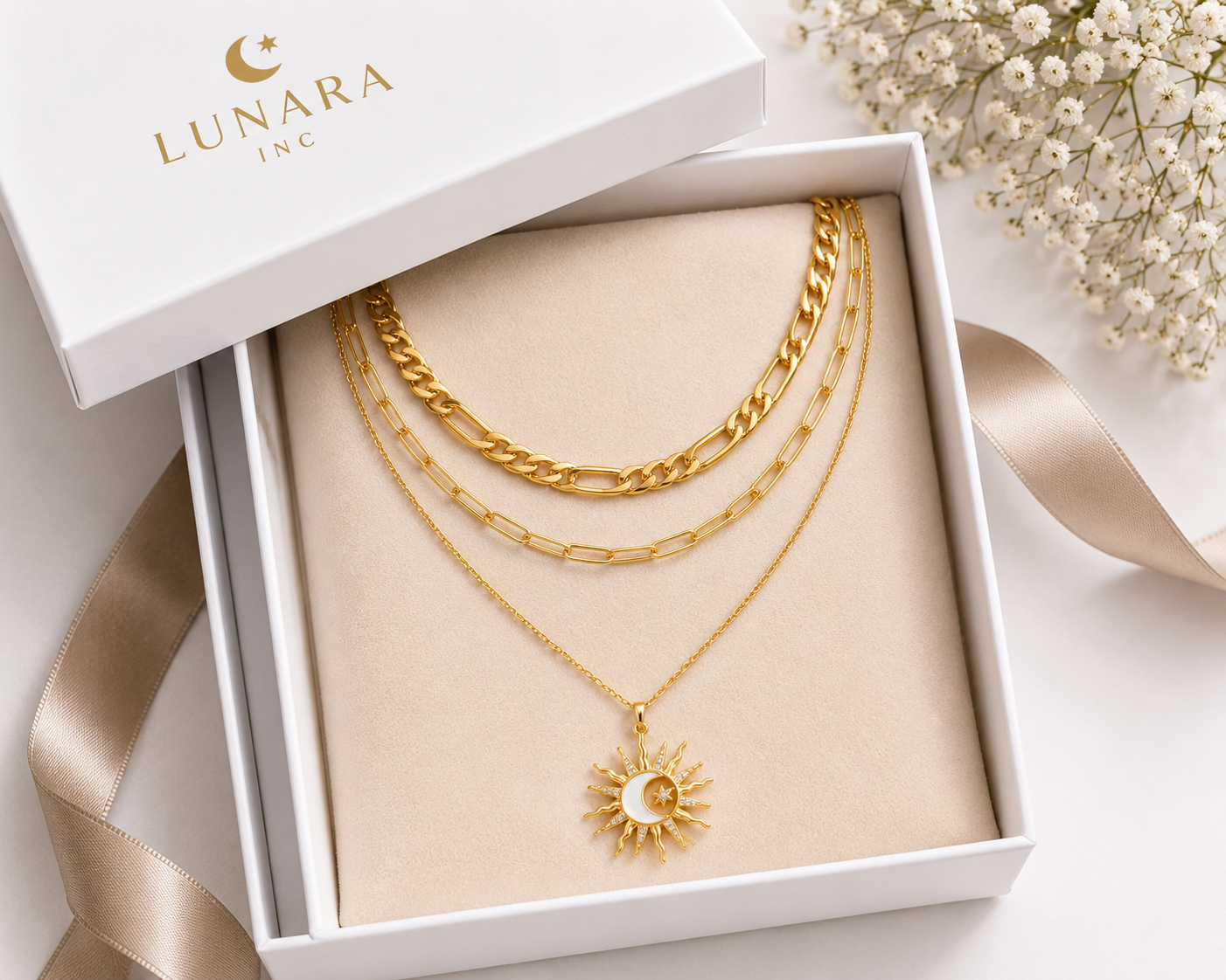 Celestial Sun Layered Necklace