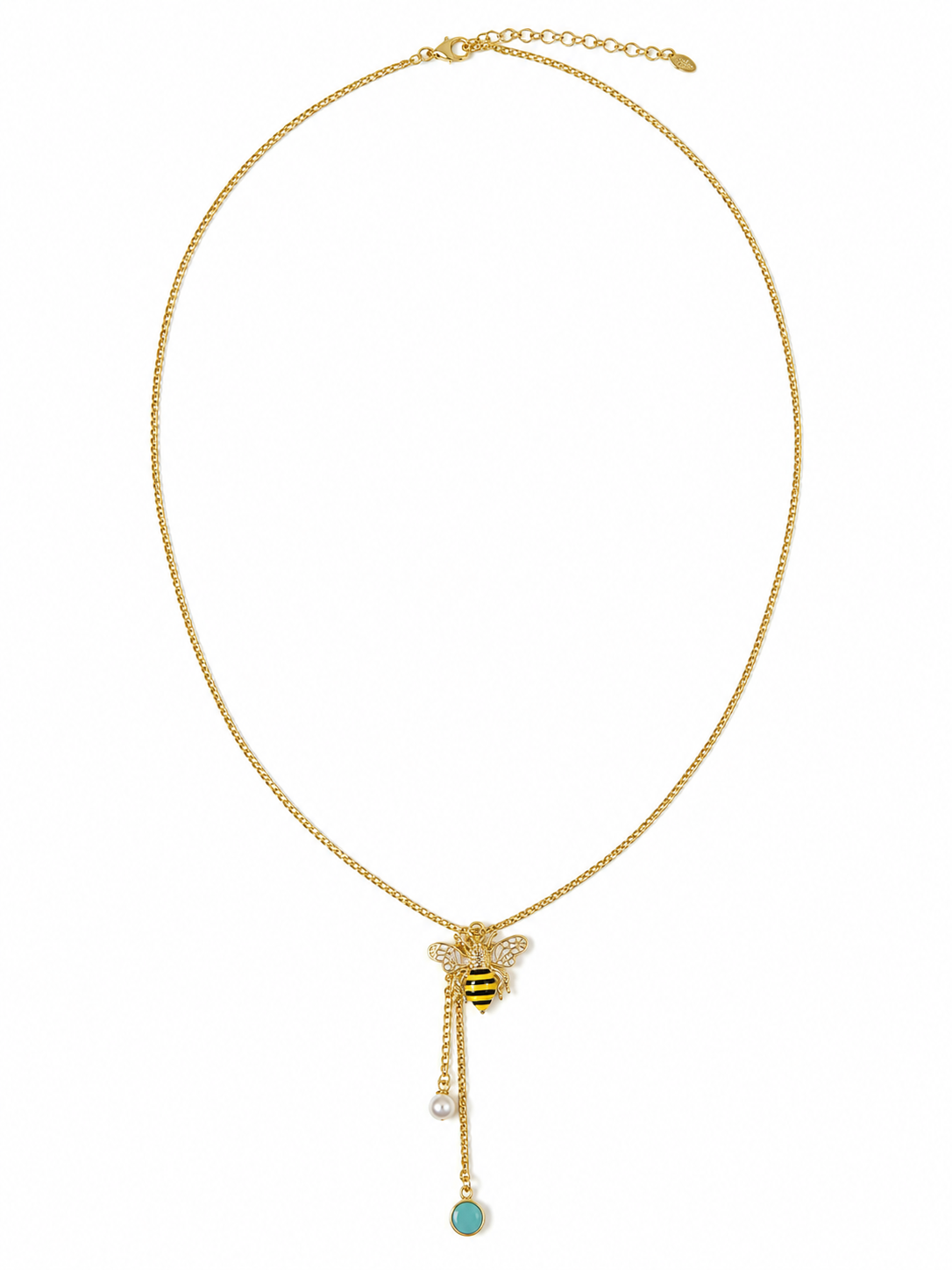 Honey Bee Long Pendant Necklace – 28” Gold